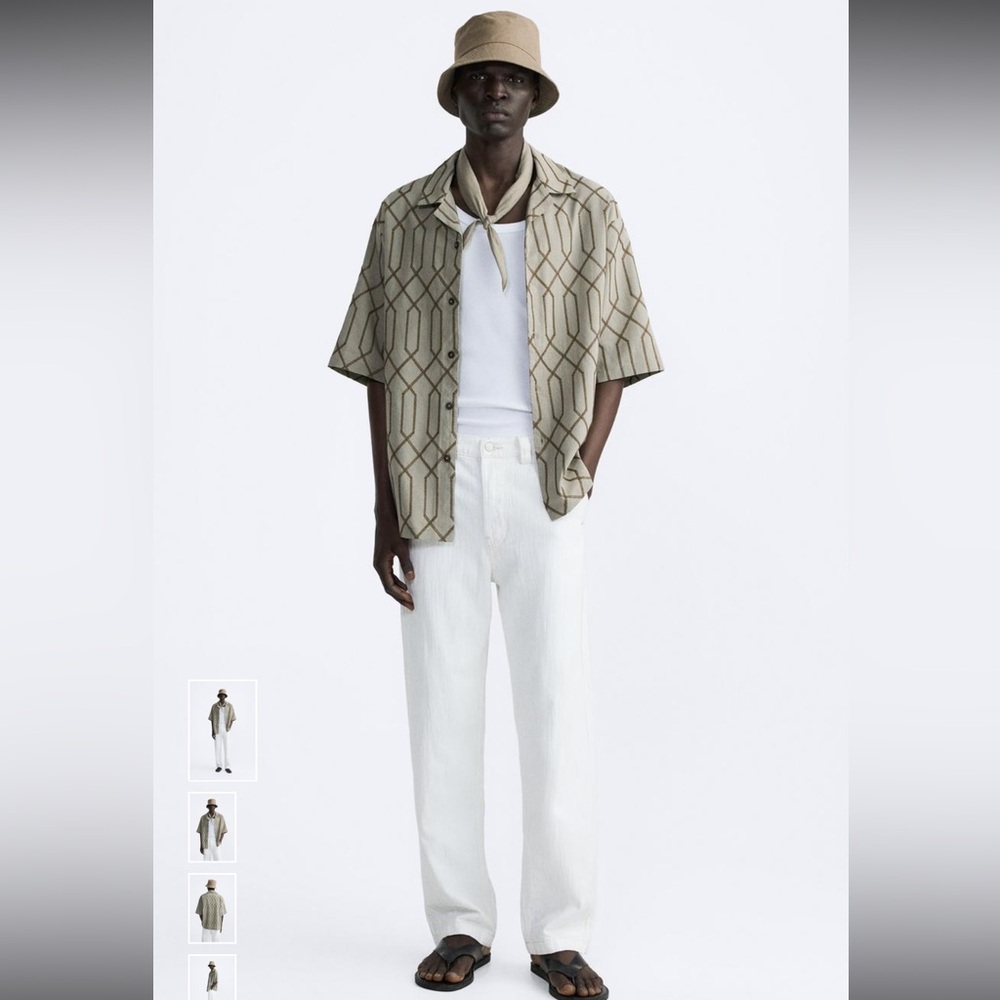 Men’s Zara button down short sleeve shirt geometric XL